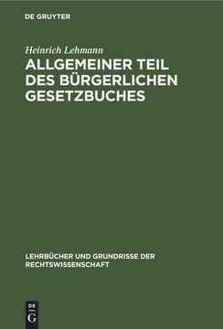 portada Allgemeiner Teil des Bürgerlichen Gesetzbuches (in German)