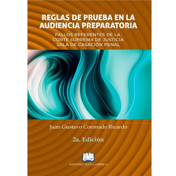 portada REGLAS DE PRUEBA EN LA AUDIENCIA PREPARATORIA (in Spanish)