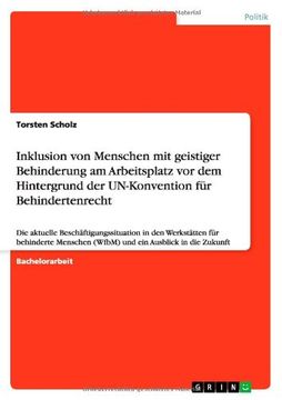 portada Inklusion von Menschen mit geistiger Behinderung am Arbeitsplatz vor dem Hintergrund der UN-Konvention für Behindertenrecht (German Edition)