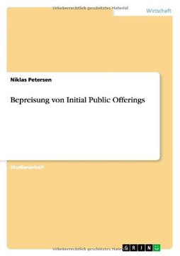 portada Bepreisung von Initial Public Offerings (German Edition)