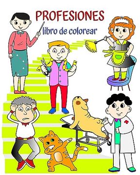 portada Profesiones libro de colorear: Libro que ayuda a los niños a aprender profesiones de forma divertida