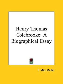 portada henry thomas colebrooke: a biographical essay (en Inglés)