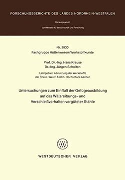 portada Untersuchungen Zum Einfluss Der Gefugeausbildung Auf Das Walzreibungs- Und Verschleissverhalten Verguteter Stahle (Forschungsberichte des Landes Nordrhein-Westfalen)