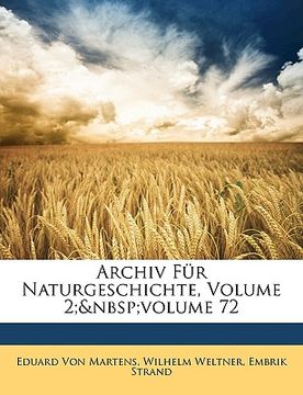 portada archiv fr naturgeschichte, volume 2; volume 72