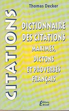portada Dictionnaire des Citations Maximes, Dictons et Proverbes Français