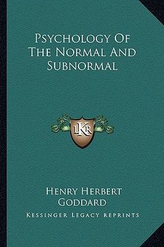 portada psychology of the normal and subnormal (en Inglés)