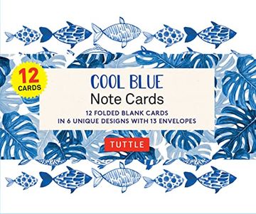 portada Cool Blue Note Cards - 12 Cards: In 6 Designs With 13 Envelopes (Card Sized 4 1 