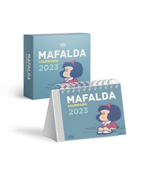 portada Mafalda 2023 Calendario de Escritorio con Caja - Azul Claro (in Spanish)