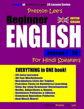 portada Preston Lee's Beginner English Lesson 1 - 20 For Hindi Speakers (British) (en Inglés)