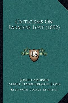 portada criticisms on paradise lost (1892) (in English)