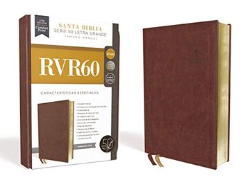 portada Rvr60 Santa Biblia Serie 50 Letra Grande, Tamaño Manual, Leathersoft, Café