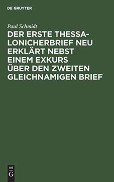 portada Der Erste Thessalonicherbrief neu Erklärt Nebst Einem Exkurs Über den Zweiten Gleichnamigen Brief (en Alemán)