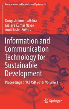 portada Information and Communication Technology for Sustainable Development: Proceedings of Ict4sd 2016, Volume 1 (en Inglés)