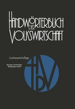 portada Handwörterbuch Der Volkswirtschaft (en Alemán)