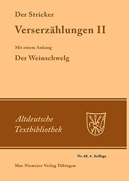 portada Der Stricker: Verserzählungen ii: Mit Einem Anhang: Der Weinschwelg (in German)