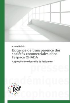 portada Exigence de transparence des sociétés commerciales dans l'espace OHADA