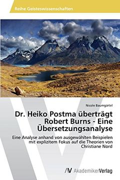 portada Dr. Heiko Postma überträgt Robert Burns - Eine Übersetzungsanalyse