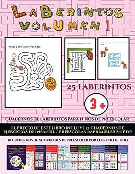 portada Cuadernos de Laberintos Para Niños de Preescolar (Laberintos - Volumen 1): (25 Fichas Imprimibles con Laberintos a Todo Color Para Niños de Preescolar (in Spanish)
