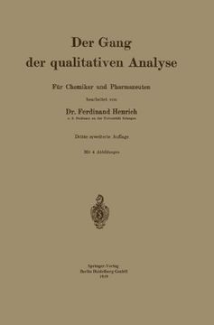 portada Der Gang der qualitativen Analyse: Für Chemiker und Pharmazeuten (German Edition)