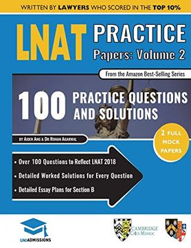 portada Lnat Practice Papers Volume Two: 2 Full Mock Papers, 100 Questions in the Style of the Lnat, Detailed Worked Solutions, law National Aptitude Test, Uniadmissions: Volume 2 (in English)