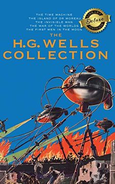 portada The h. G. Wells Collection (5 Books in 1) the Time Machine, the Island of Doctor Moreau, the Invisible Man, the war of the Worlds, the First men in the Moon (Deluxe Library Binding) (en Inglés)