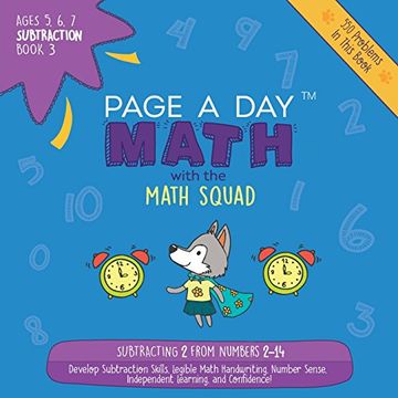 portada Page a Day Math: Subtraction Book 3: Subtracting 3 from the Numbers 3-15