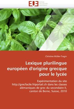 portada Lexique Plurilingue Europeen D'Origine Grecque Pour Le Lycee