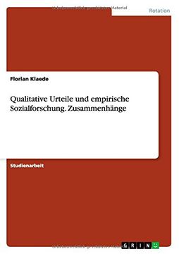 portada Qualitative Urteile Und Empirische Sozialforschung. Zusammenhange