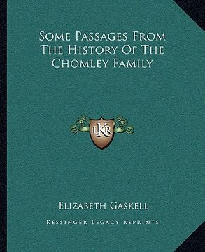 portada some passages from the history of the chomley family (in English)