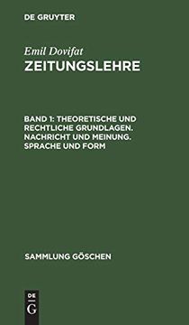 portada Theoretische und Rechtliche Grundlagen. Nachricht und Meinung. Sprache und Form (Sammlung gã Â¶Schen, 1039) (German Edition) [Hardcover ] (en Alemán)