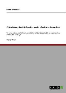 portada critical analysis of hofstede's model of cultural dimensions (en Inglés)