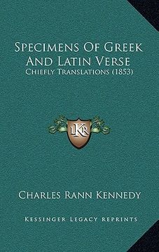 portada specimens of greek and latin verse: chiefly translations (1853)
