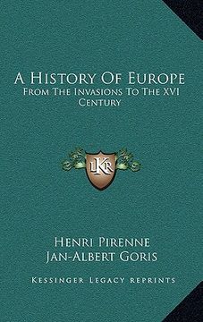portada a history of europe: from the invasions to the xvi century