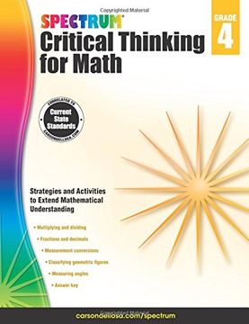 portada Spectrum Critical Thinking for Math, Grade 4 (en Inglés)
