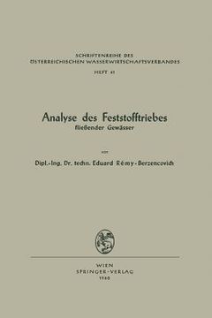 portada Analyse Des Feststofftriebes Fließender Gewässer (en Alemán)
