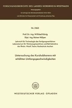 portada Untersuchung Des Kurzhubhonens Mit Erhöhten Umfangsgeschwindigkeiten (en Alemán)