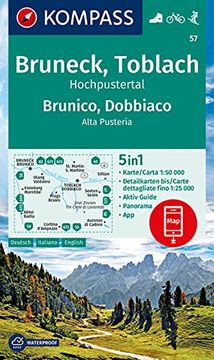 portada Kompass Wanderkarte Bruneck, Toblach, Hochpustertal, Brunico, Dobbiaco, Alta Pusteria 1: 50 000 (en Italiano)