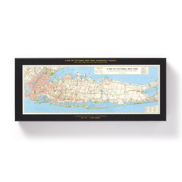 portada Brass Monkey nyc map 1,000 Piece Panoramic Puzzle; 39" x 14"; Landscape, Vintage, Fictional nyc Map; Thick and Sturdy Pieces; Challenging Puzzle for Adults
