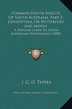 portada common native insects of south australia, part 2, lepidoptera, or butterflies and moths: a popular guide to south australian entomology (1890) (en Inglés)