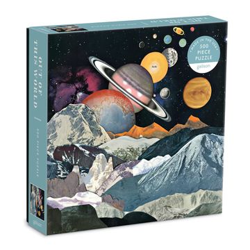 portada Out of This World 500 Piece Puzzle From Galison - Features a Galactic Collage of Space, 19" x 19", Challenging and fun Family Puzzle, Unique Gift Idea