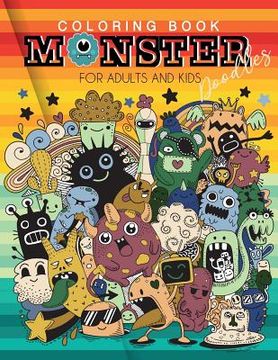 portada Coloring book Monster Doodles for Adults and Kids: Fun Easy and Relaxing Coloring Pages A Fun Activity Book For 5-12 Year