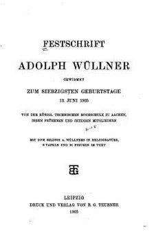 portada Festschrift Adolph Wüllner (en Alemán)