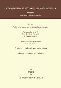 portada Evaluation Von Berufswahlvorbereitung: Fallstudie Zur Responsiven Evaluation (en Alemán)