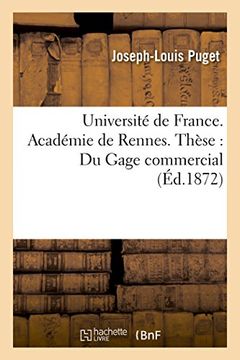 portada Universite de France. Academie de Rennes. These: Du Gage Commercial (Sciences Sociales) (French Edition)