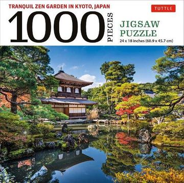 portada Tranquil zen Garden in Kyoto Japan- 1000 Piece Jigsaw Puzzle: Ginkaku-Ji Temple, Temple of the Silver Pavilion (Finished Size 24 in x 18 in)