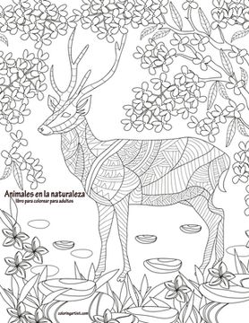 portada Animales en la naturaleza libro para colorear para adultos