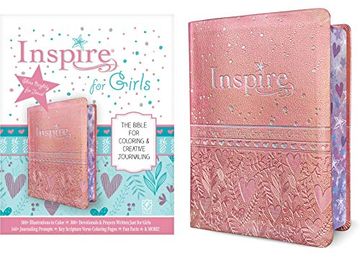 portada Inspire Bible for Girls nlt (Leatherlike, Pink): The Bible for Coloring & Creative Journaling (en Inglés)