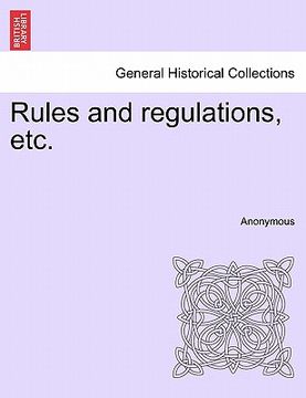 portada rules and regulations, etc. (en Inglés)