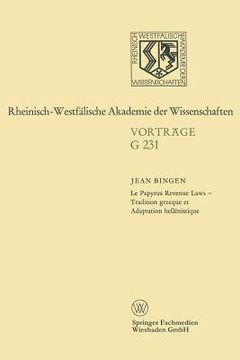 portada Le Papyrus Revenue Laws -- Tradition Grecque Et Adaptation Hellénistique (in German)