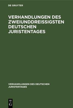 portada Verhandlungen des Zweiunddreißigsten Deutschen Juristentages 